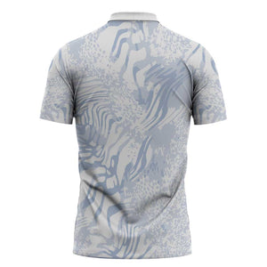 African Zebra Leopard Pattern Zipper Polo Shirt Sky Savannah