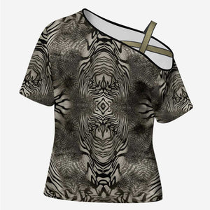 African Zebra Elephant Skin Pattern Cross Shoulder Shirt
