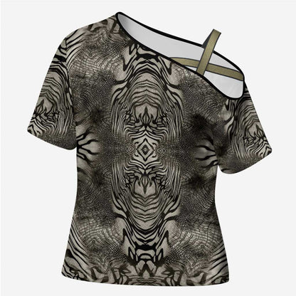 African Zebra Elephant Skin Pattern Cross Shoulder Shirt