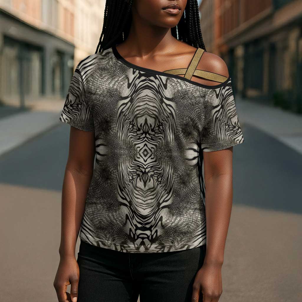 African Zebra Elephant Skin Pattern Cross Shoulder Shirt