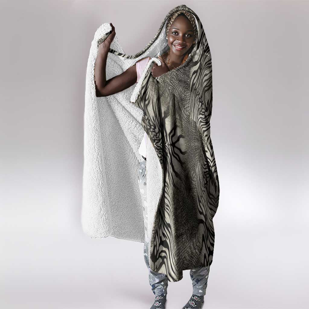 African Zebra Elephant Skin Pattern Hooded Blanket