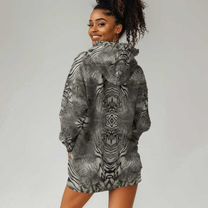 African Zebra Elephant Skin Pattern Hoodie Dress