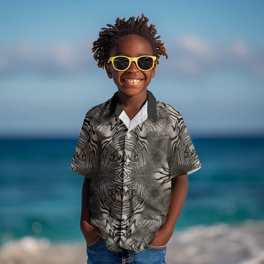 African Zebra Elephant Skin Pattern Kid Hawaiian Shirt
