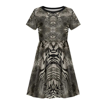 African Zebra Elephant Skin Pattern Kid Short Sleeve Dress