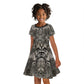 African Zebra Elephant Skin Pattern Kid Short Sleeve Dress