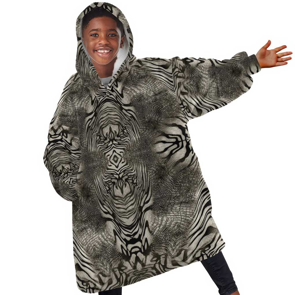 African Zebra Elephant Skin Pattern Kid Wearable Blanket Hoodie