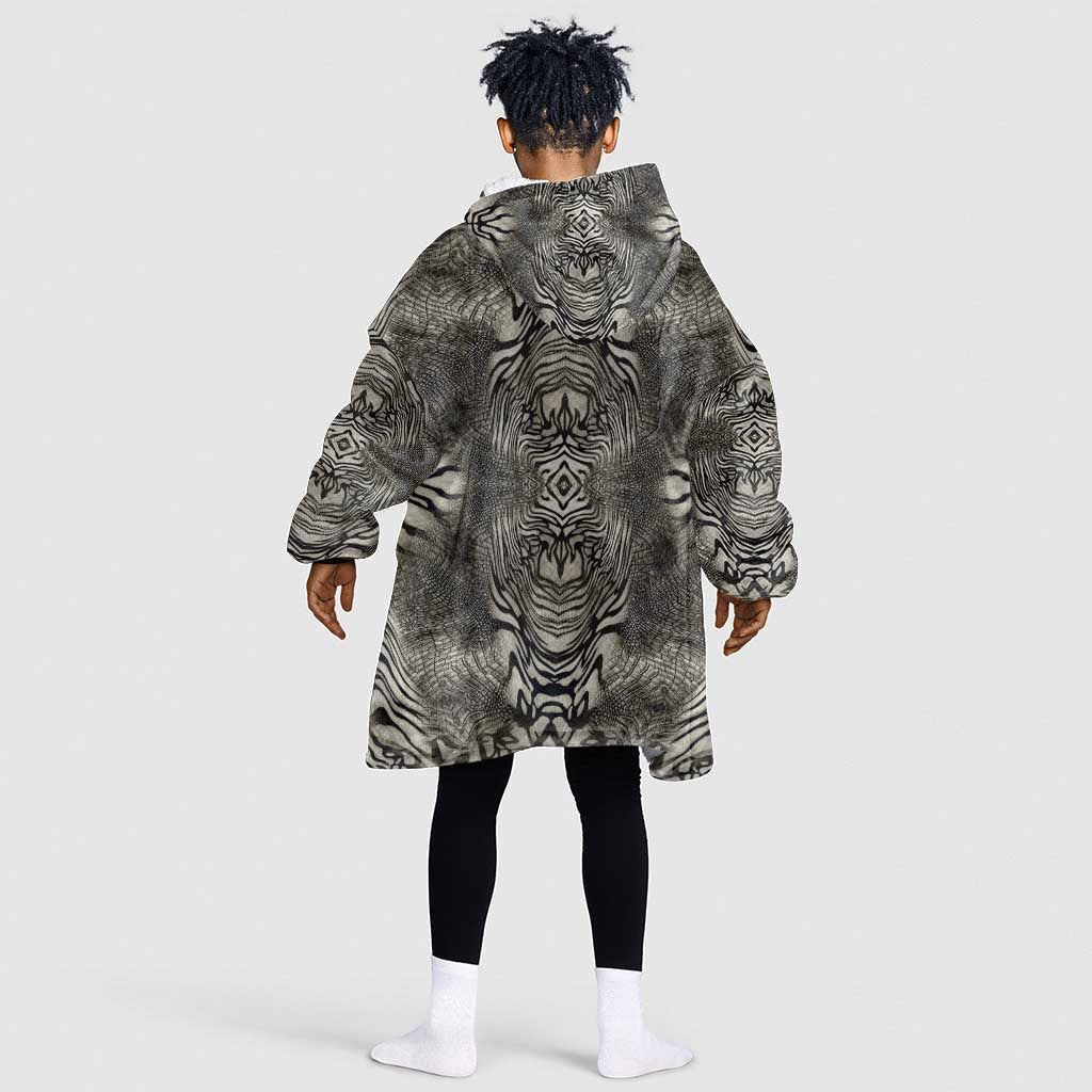 African Zebra Elephant Skin Pattern Kid Wearable Blanket Hoodie
