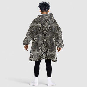 African Zebra Elephant Skin Pattern Kid Wearable Blanket Hoodie