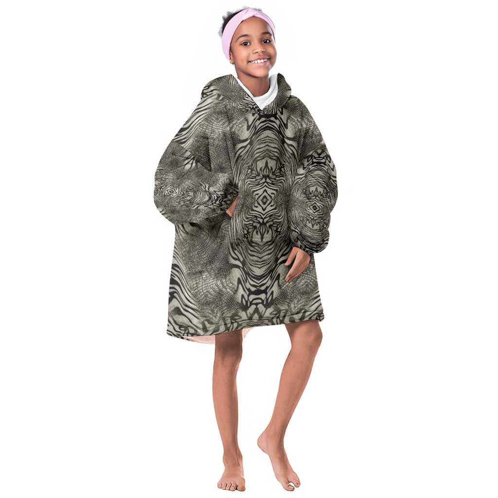 African Zebra Elephant Skin Pattern Kid Wearable Blanket Hoodie