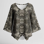 African Zebra Elephant Skin Pattern Kimono Sleeve Blouse
