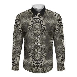African Zebra Elephant Skin Pattern Long Sleeve Button Shirt