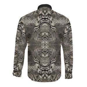 African Zebra Elephant Skin Pattern Long Sleeve Button Shirt