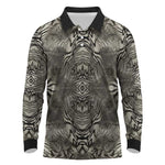 African Zebra Elephant Skin Pattern Long Sleeve Polo Shirt