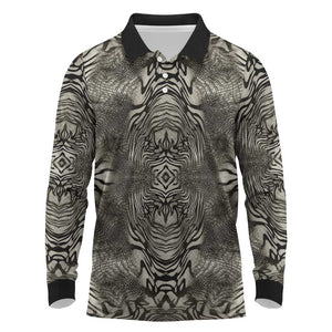 African Zebra Elephant Skin Pattern Long Sleeve Polo Shirt