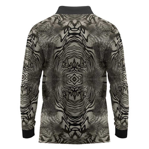 African Zebra Elephant Skin Pattern Long Sleeve Polo Shirt