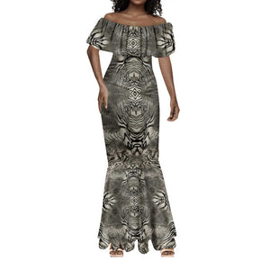 African Zebra Elephant Skin Pattern Mermaid Dress