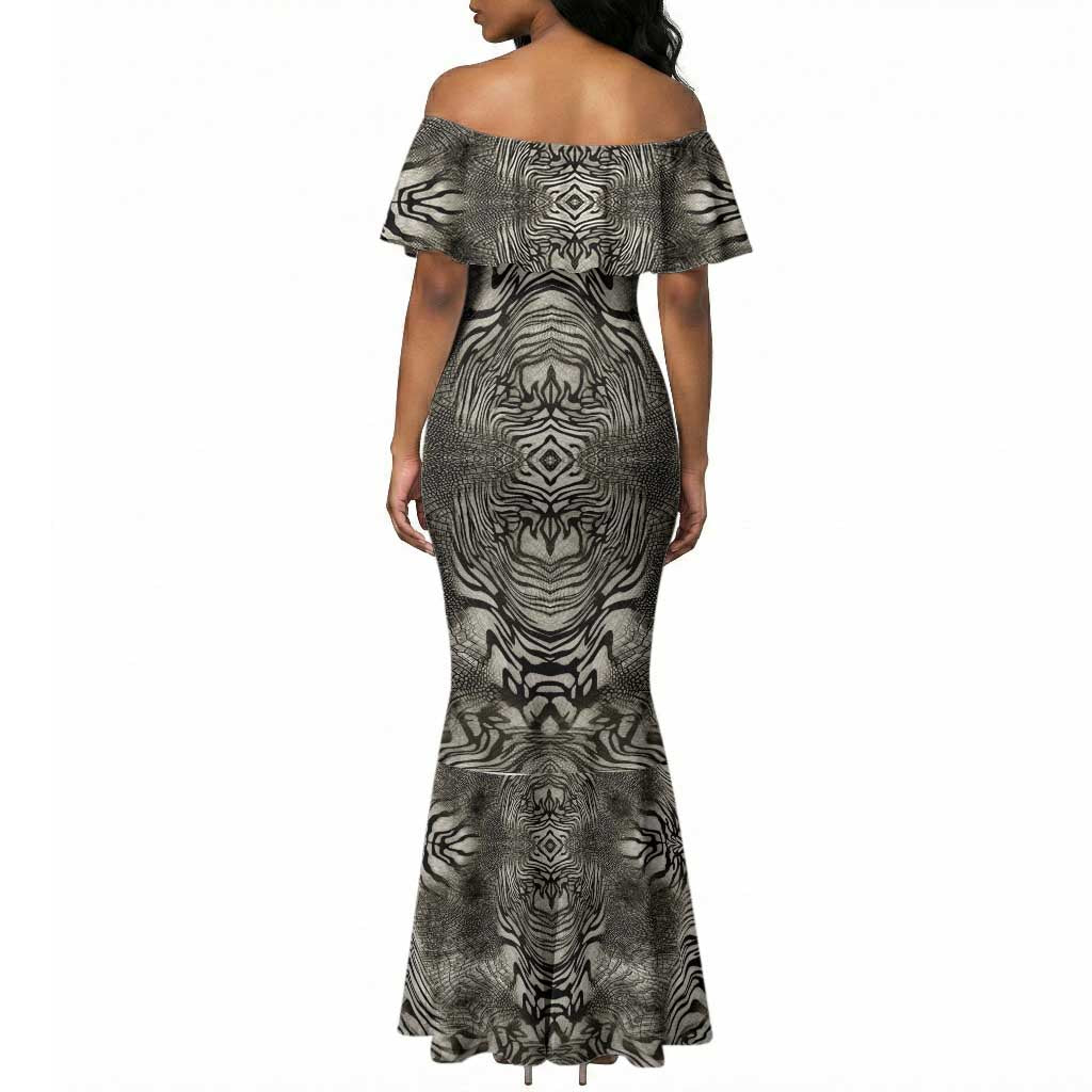 African Zebra Elephant Skin Pattern Mermaid Dress