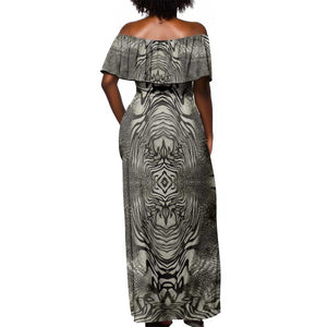 African Zebra Elephant Skin Pattern Off Shoulder Maxi Dress