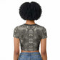 African Zebra Elephant Skin Pattern Raglan Cropped T shirt