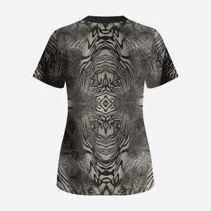 African Zebra Elephant Skin Pattern Scrub Top