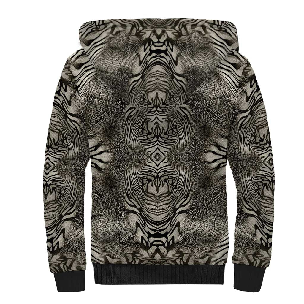 African Zebra Elephant Skin Pattern Sherpa Hoodie