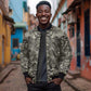 African Zebra Elephant Skin Pattern Sleeve Zip Bomber Jacket