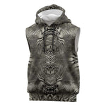 African Zebra Elephant Skin Pattern Sleeveless Hoodie