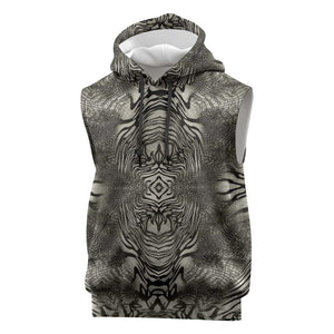 African Zebra Elephant Skin Pattern Sleeveless Hoodie
