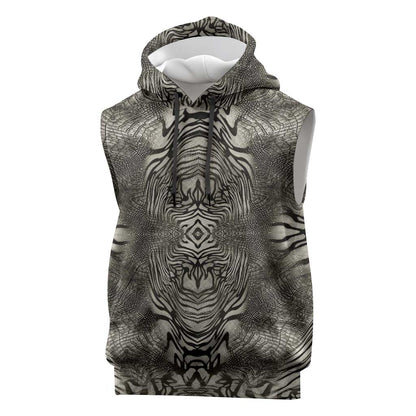 African Zebra Elephant Skin Pattern Sleeveless Hoodie