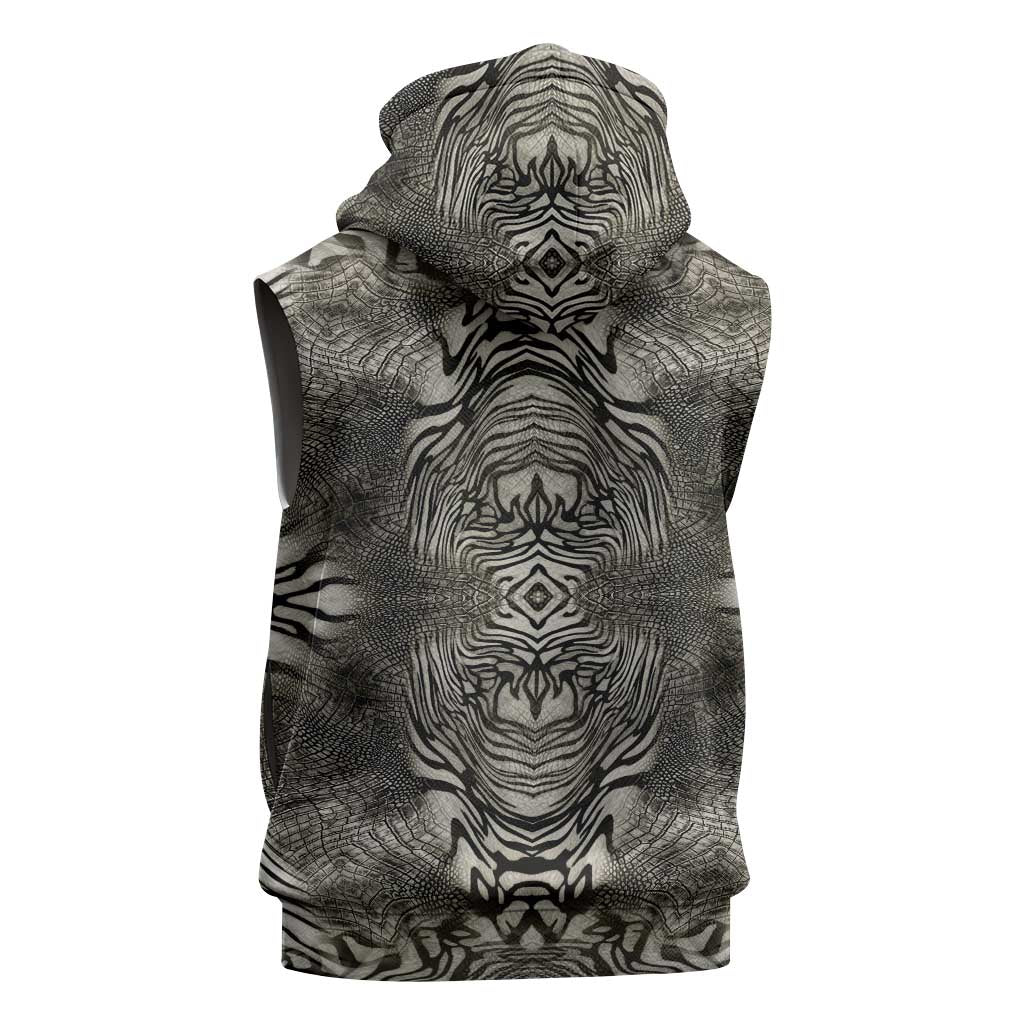 African Zebra Elephant Skin Pattern Sleeveless Hoodie