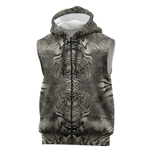 African Zebra Elephant Skin Pattern Sleeveless Zip Hoodie