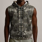 African Zebra Elephant Skin Pattern Sleeveless Zip Hoodie