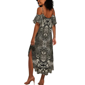 African Zebra Elephant Skin Pattern Summer Maxi Dress