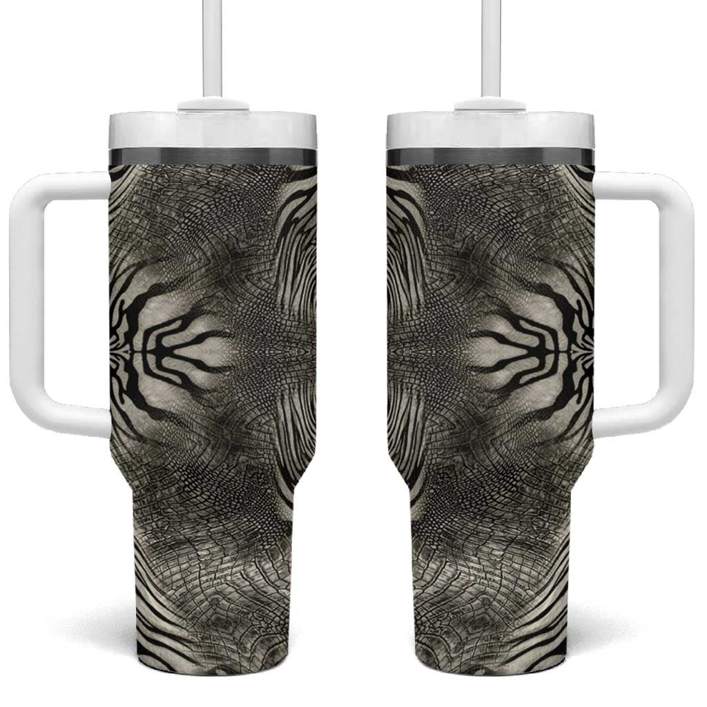 African Zebra Elephant Skin Pattern Tumbler With Handle