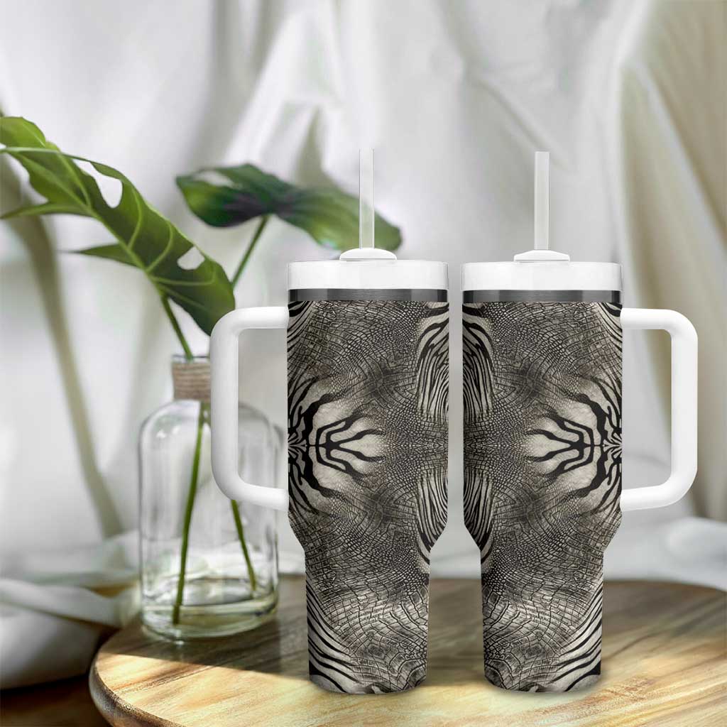 African Zebra Elephant Skin Pattern Tumbler With Handle