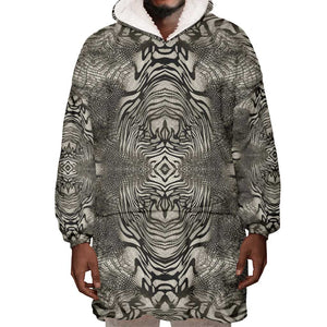 African Zebra Elephant Skin Pattern Wearable Blanket Hoodie