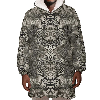 African Zebra Elephant Skin Pattern Wearable Blanket Hoodie