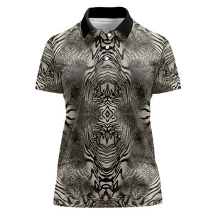 African Zebra Elephant Skin Pattern Women Polo Shirt