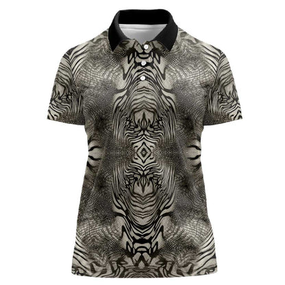 African Zebra Elephant Skin Pattern Women Polo Shirt