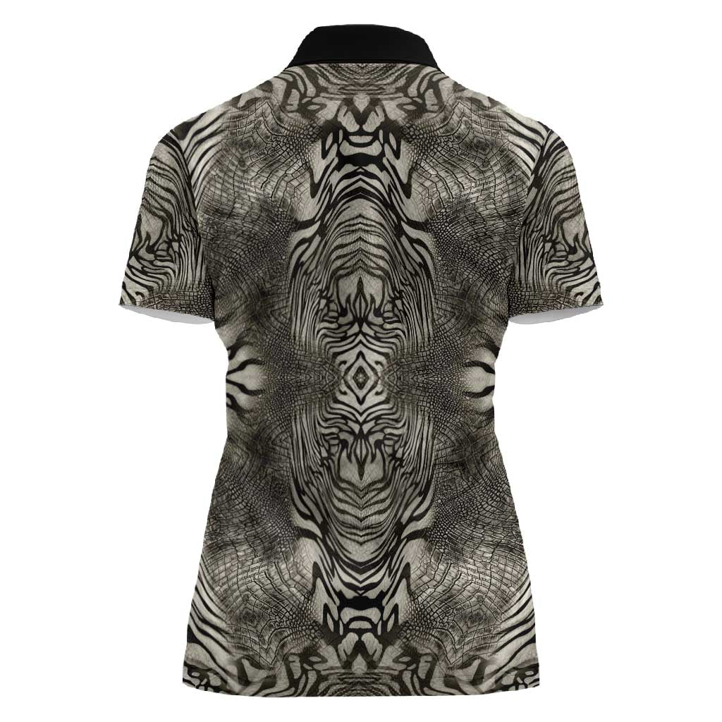 African Zebra Elephant Skin Pattern Women Polo Shirt