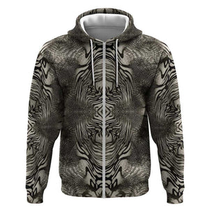 African Zebra Elephant Skin Pattern Zip Hoodie
