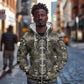 African Zebra Elephant Skin Pattern Zip Hoodie