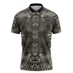 African Zebra Elephant Skin Pattern Zipper Polo Shirt