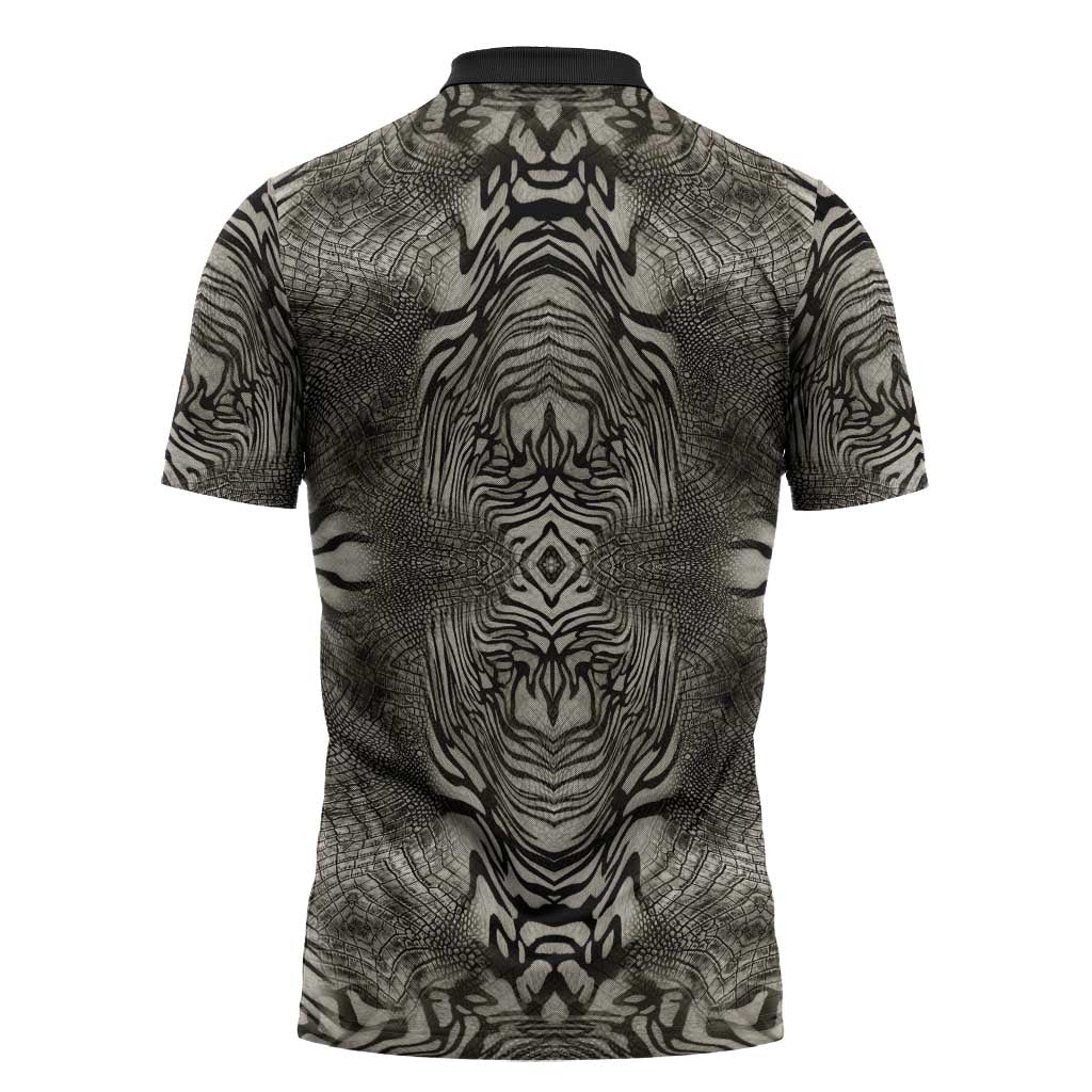 African Zebra Elephant Skin Pattern Zipper Polo Shirt