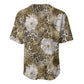 African Leopard Floral Pattern Baseball Jersey Sahara Pearl