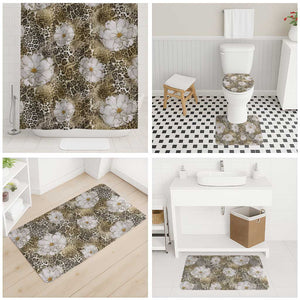 African Leopard Floral Pattern Bathroom Set Sahara Pearl