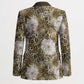 African Leopard Floral Pattern Blazer Sahara Pearl