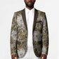 African Leopard Floral Pattern Blazer Sahara Pearl