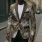 African Leopard Floral Pattern Blazer Sahara Pearl
