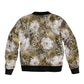 African Leopard Floral Pattern Bomber Jacket Sahara Pearl